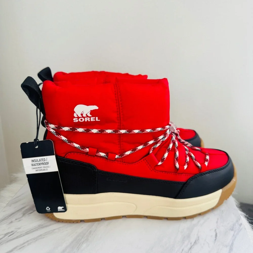 SOREL Whitney III Waterproof Bootie, Winter/Snow Boot, Red, Size 8.5,‎ NWT